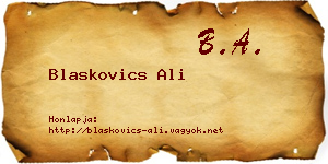 Blaskovics Ali névjegykártya
